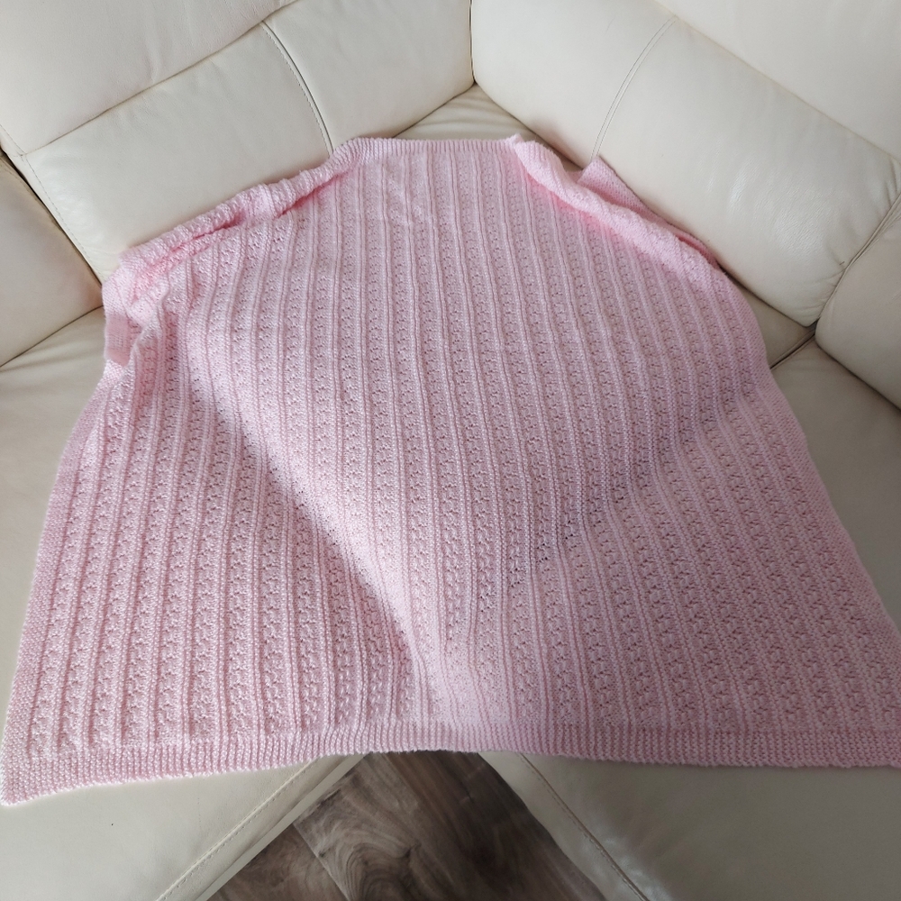 **3 Listings $30**                       Pink Cable Knit Baby Blanket